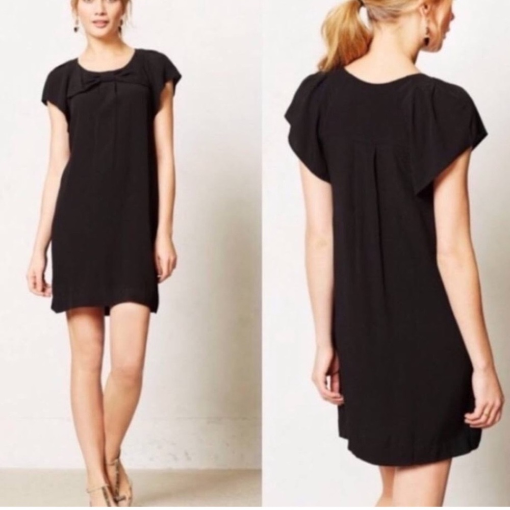 ANTHRO - HD in PARIS Black Bow Mini Dress Sz 4